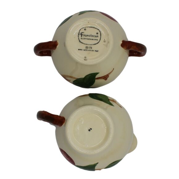 Vintage Franciscan Dinnerware Apple Orchard Pattern Ceramic Sugar Creamer Set - Picture 5 of 6